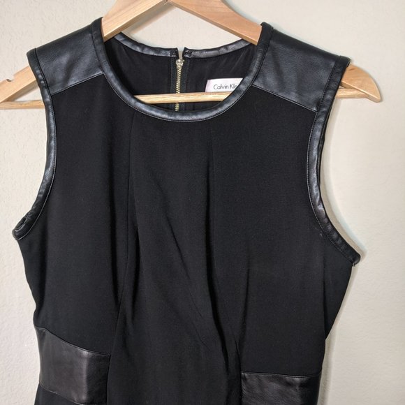Calvin Klein Faux Leather Mini Dress Fancy 8 - Picture 2 of 5